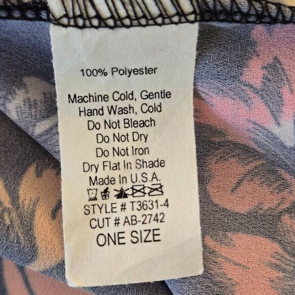 Zig Zag Stripe Womens Blue Pink Floral Polyester Top One Size - Picture 9 of 10